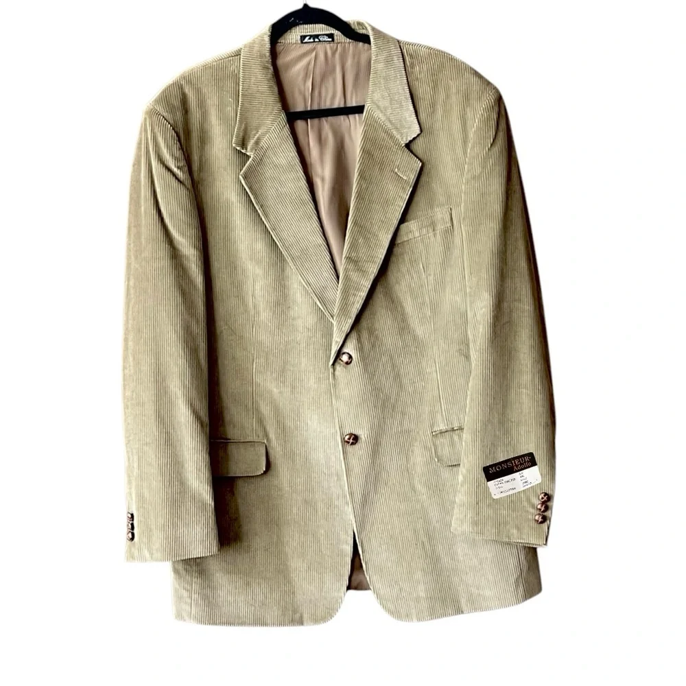 Vtg. New electric grandpa Corduroy Monsieur Adolfo men’s Celery green Blazer